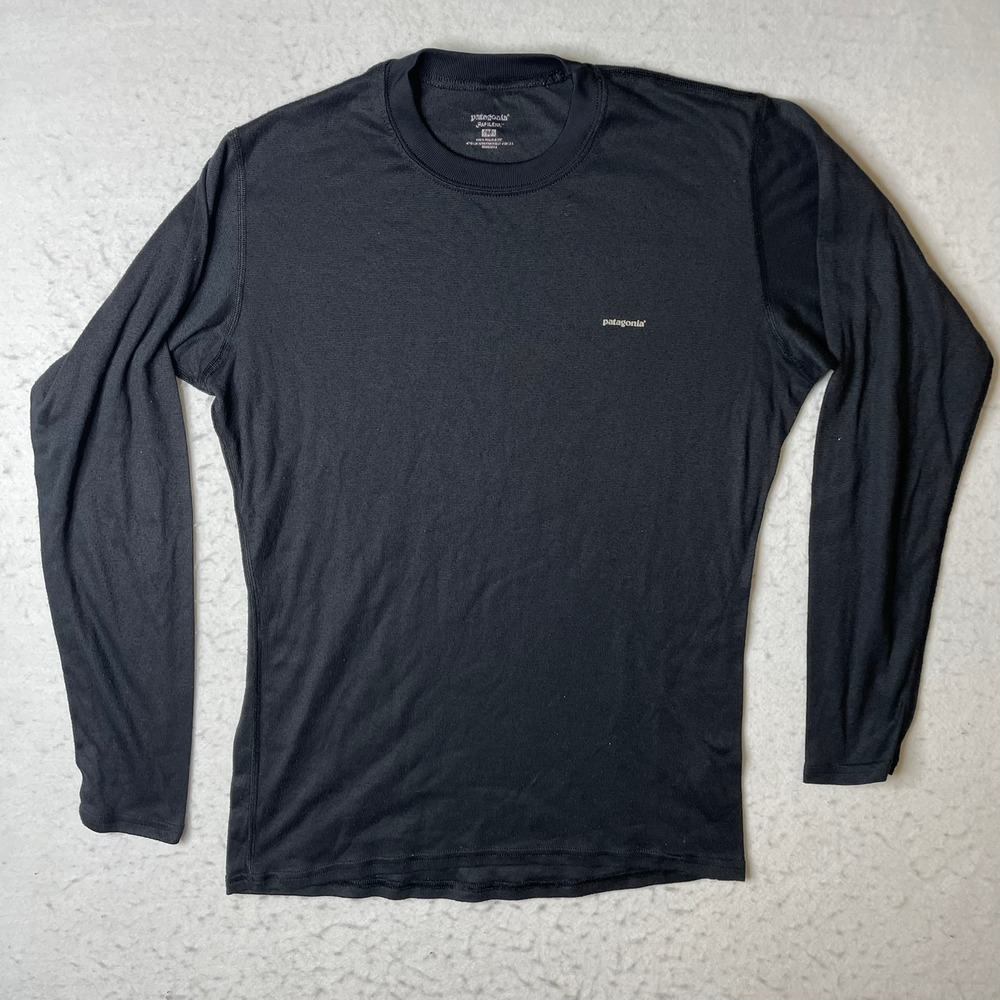 Vintage Patagonia Long Sleeve Thermal‎ Base Layer Shirt Black Mens M Made in USA